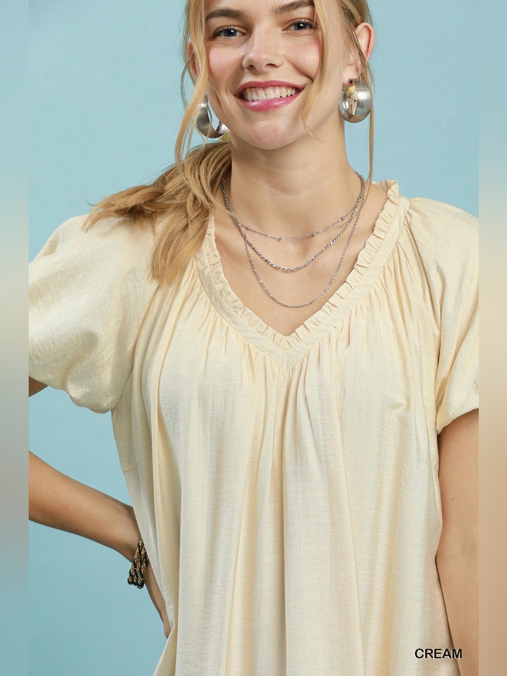 Umgee Ruffle Hem Shift Mini Dress - Picture 5 of 6